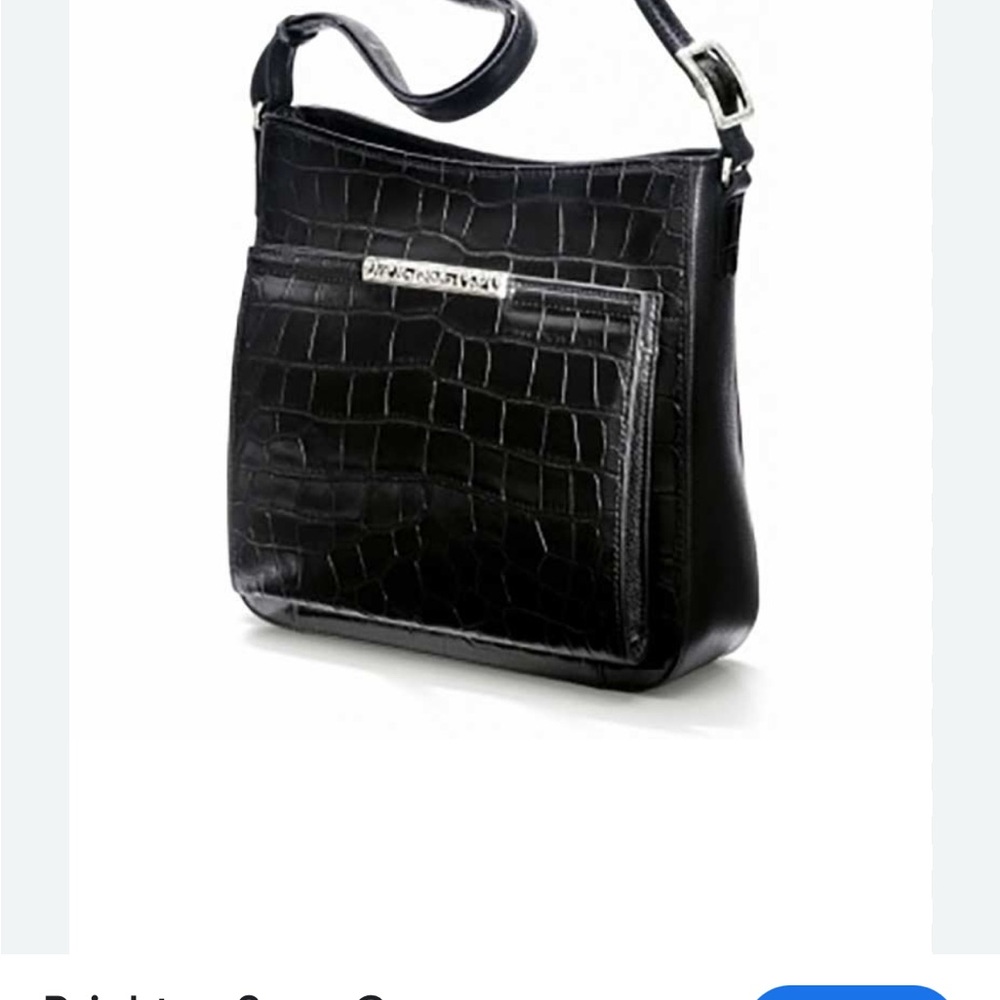 Brighton Black Croc-Embossed Crossbody Bag